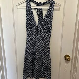 Abercrombie & Fitch Blue and White Plaid/Checkered Mini Dress